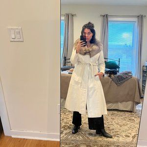 Saks Fifth Ave Vintage Leather and Fur Collar Jacket